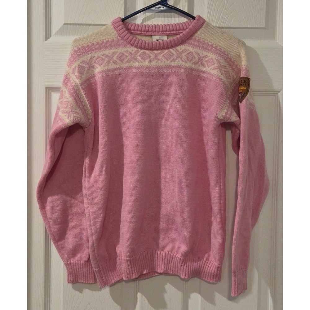 Dale of Norway Girls 12 Merino Wool Sweater Pink Nordic Fair Isle Made Norway